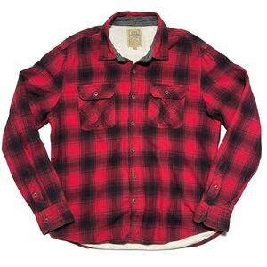 True Religion Men’s XXL Red Plaid Flannel Shirt with Thermal Lining